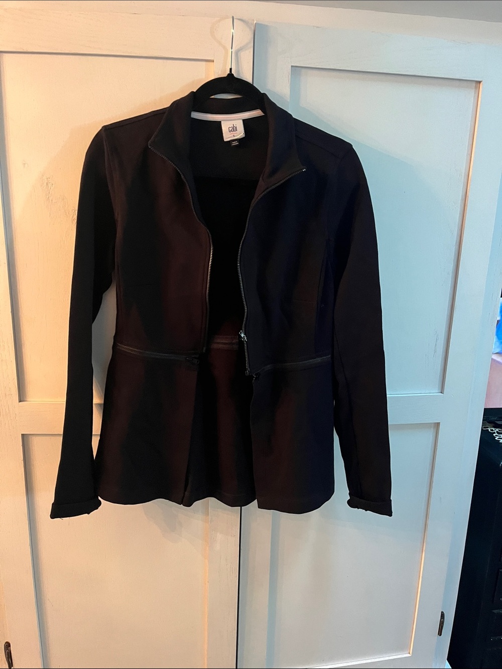 CAbi Black Zip-Front Tailored Blazer Jacket